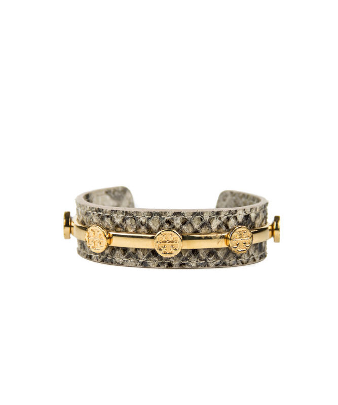 Tory Burch Snakeskin Logo Cuff