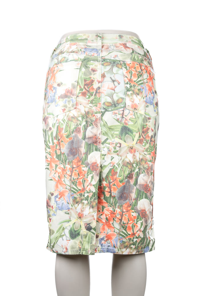 7 For All Mankind Denim Floral Skirt