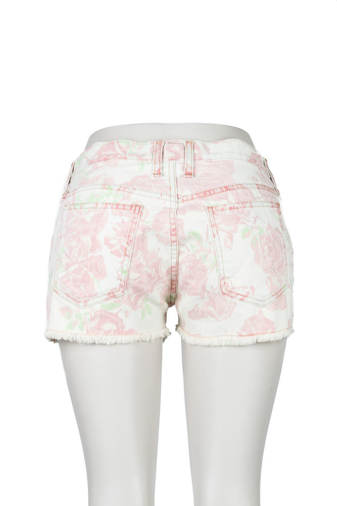 Current/Elliot Floral Denim Boyfriend Cutoff Shorts