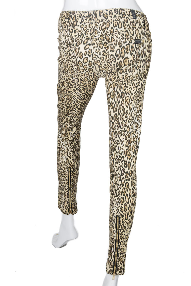 7 For All Mankind Leopard Print Zipper Jeans